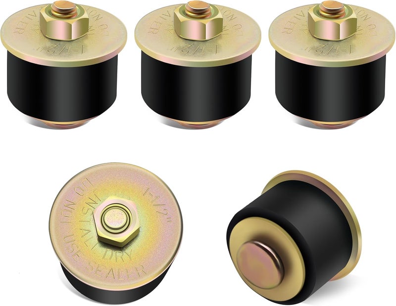Siptenk 1-1/2" Freeze Rubber Expansion Plug 5 pcs, Automotive Rubber Expandable Freeze Plugs For Engine - Image 1